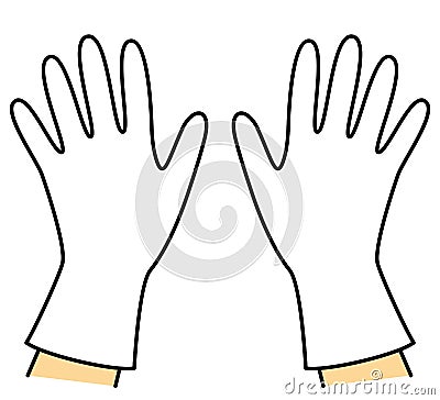 Pair rubber gloves, illustration image Cartoon Illustration